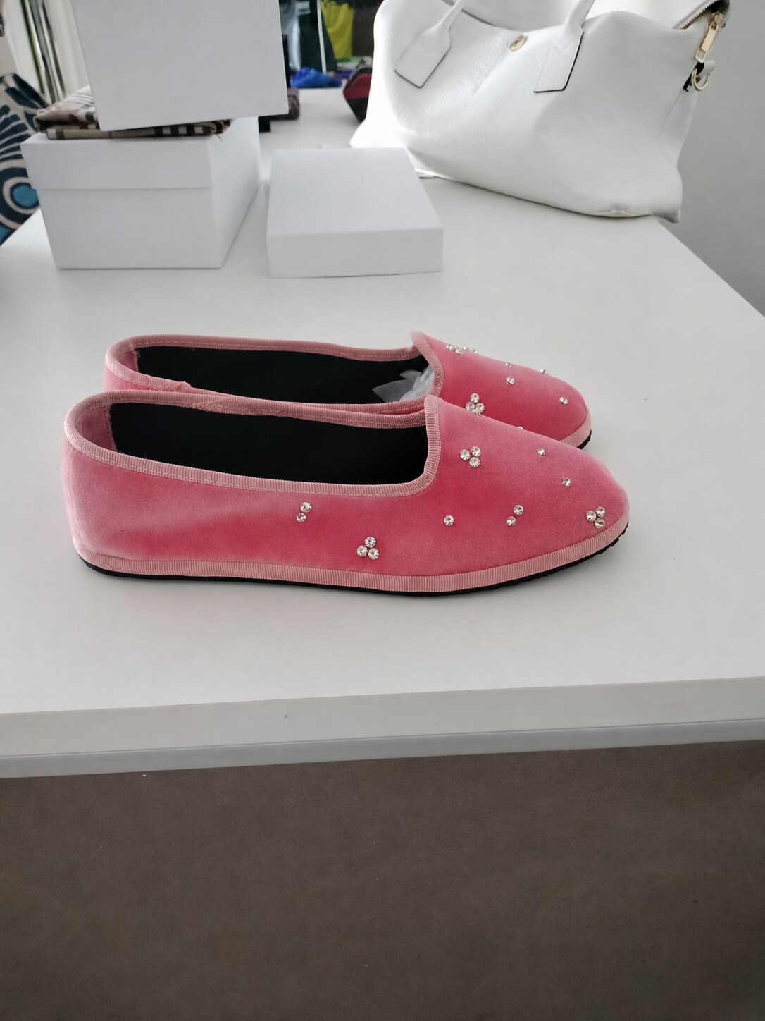 Friulane rosa decorate con cristalli Swarovski